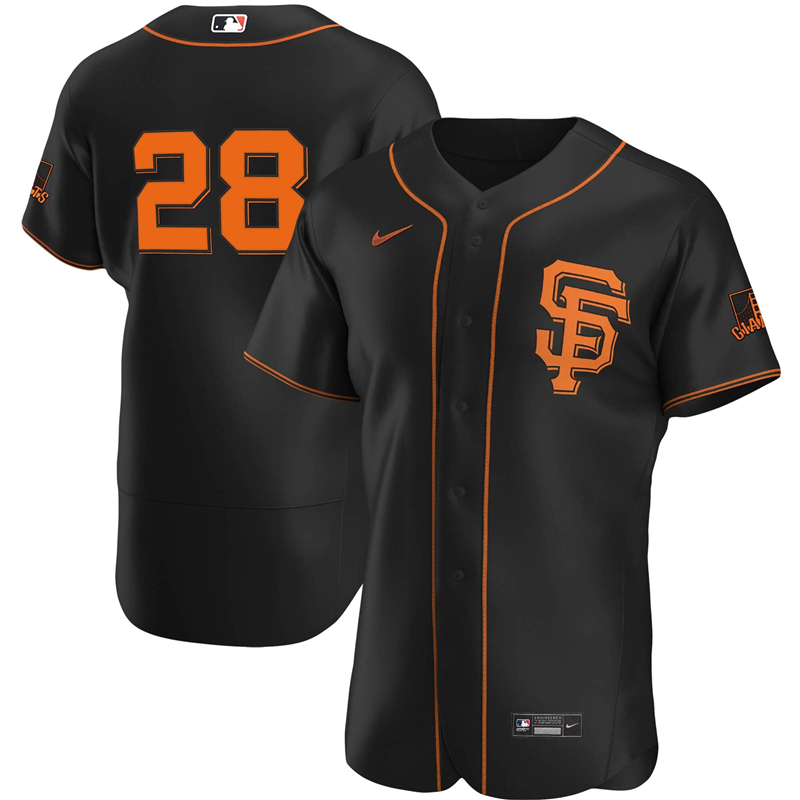 2020 MLB Men San Francisco Giants #28 Buster Posey Nike Black Alternate 2020 Authentic Player Team Jersey 1